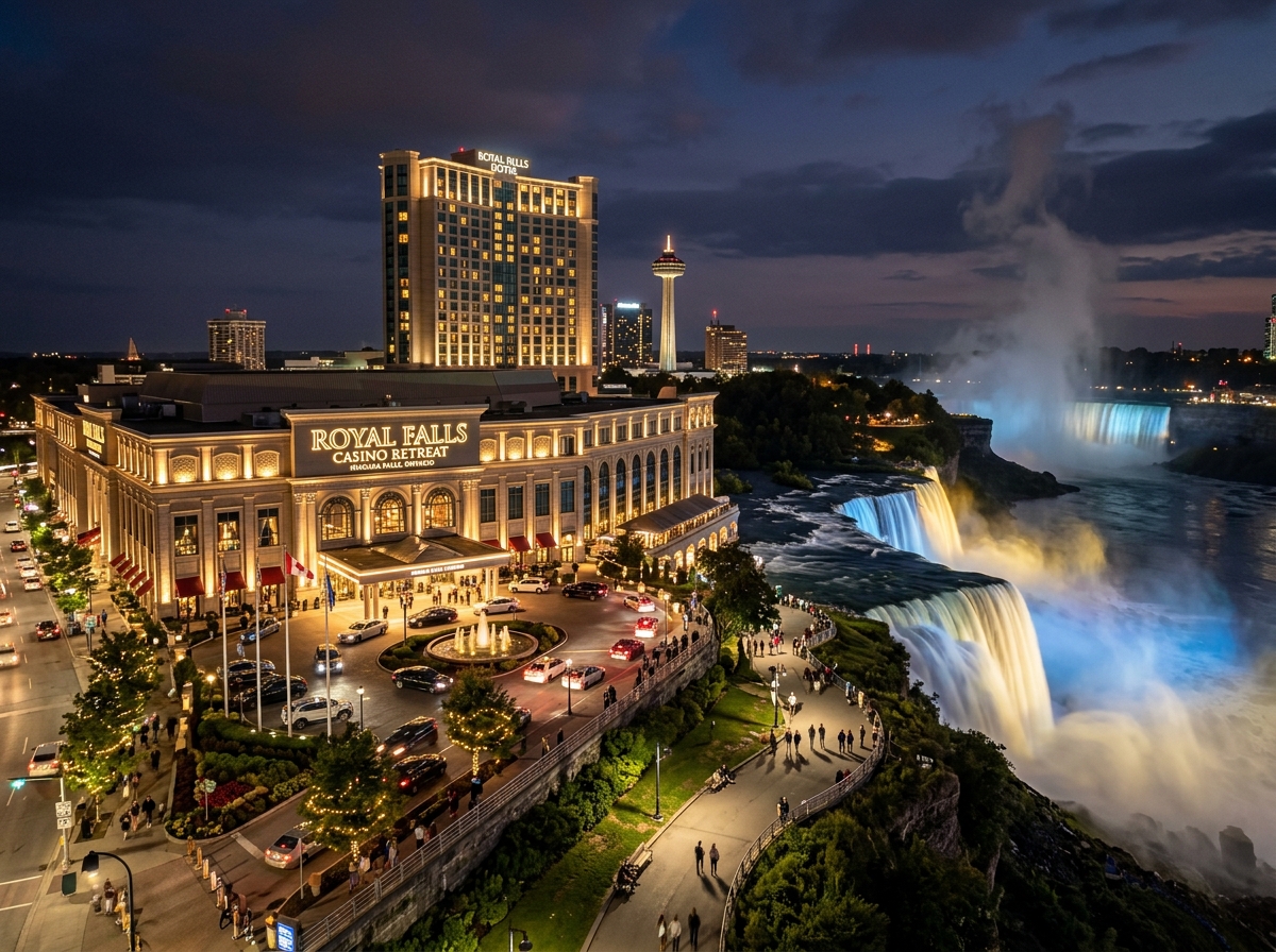 Luxury hotel view for Royal Falls Casino Retreat